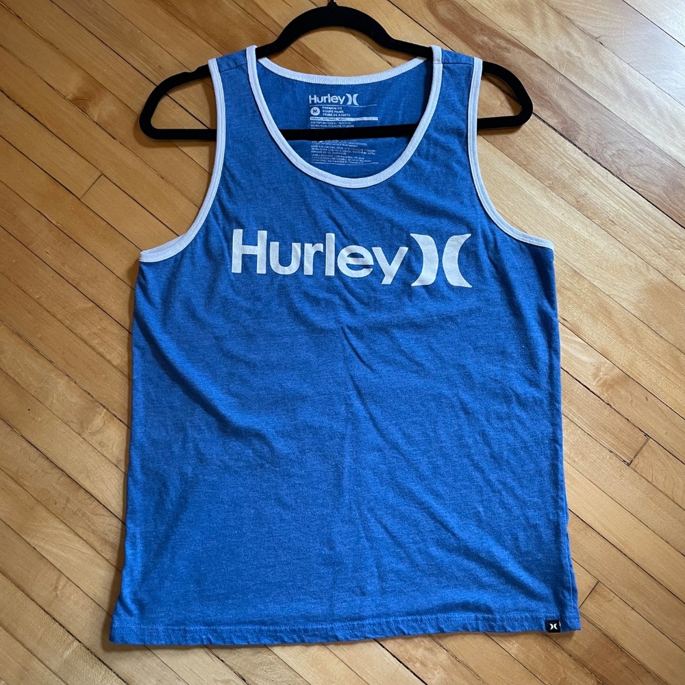 HURLEY One and Only Graphic Tank Blue Heather Swim Beach Surf Vacation Unisex